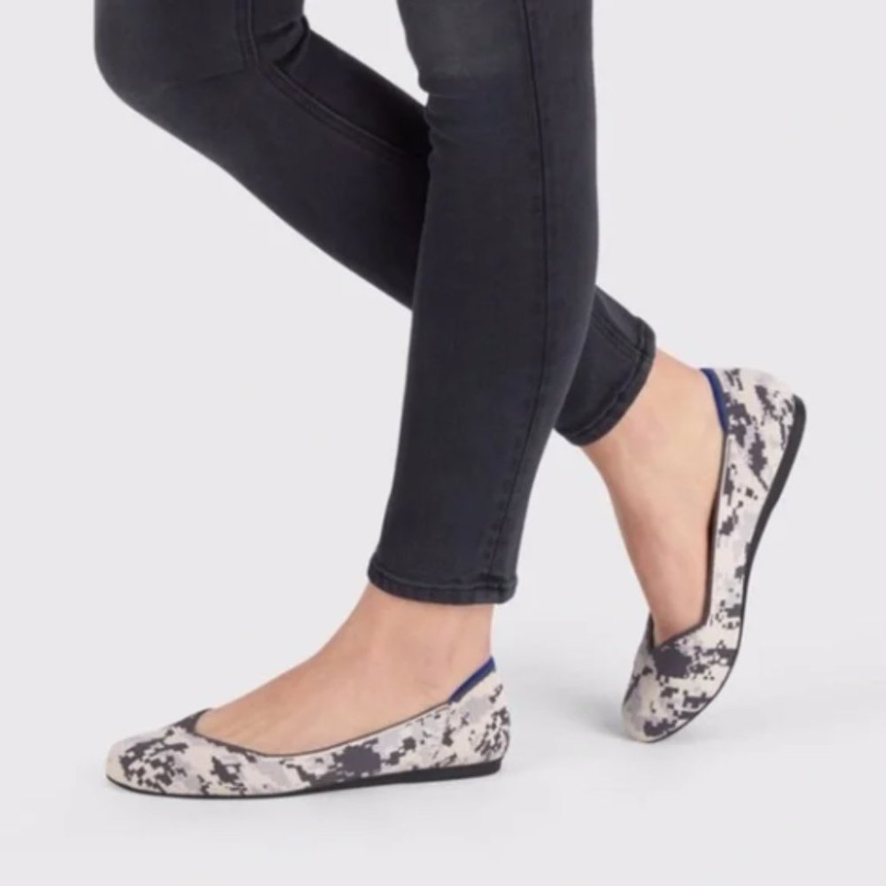 Rothy's Ash Grey Camouflage Round Toe Flat
